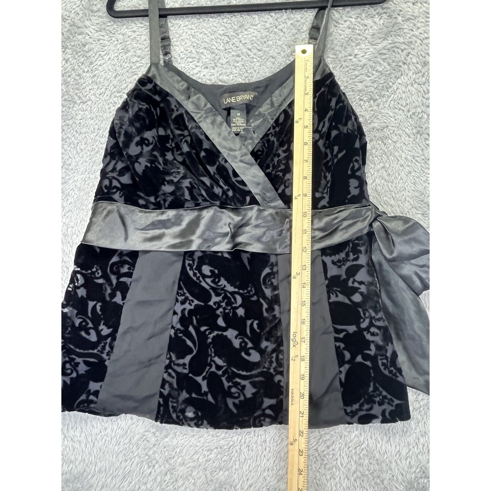 Lane Bryant Womens 16 Burnout Velvet Camisole Black Side Tie Y2K Whimsigoth - Picture 7 of 9